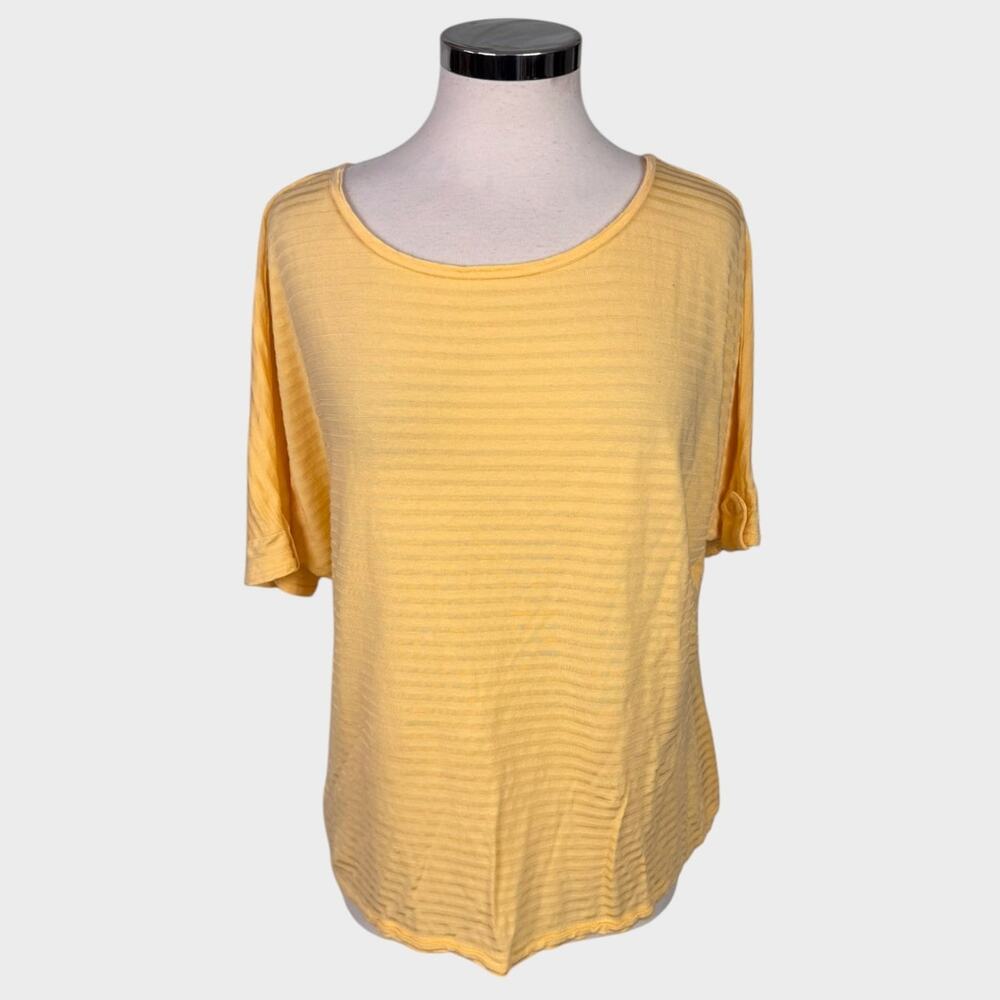 Chico's Womens Large Size 2 Rayon Cotton Yellow Short Sleeve TShirt